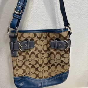 Coach Brown and Blue Crossbody Bag with Signature Design
